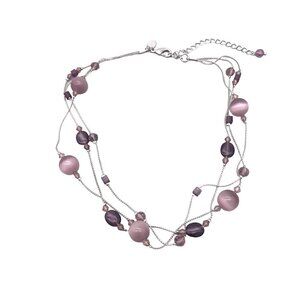 Lia Sophia Multi Strand Cats Eye Stone Choker Necklace 16 to 19 Inches